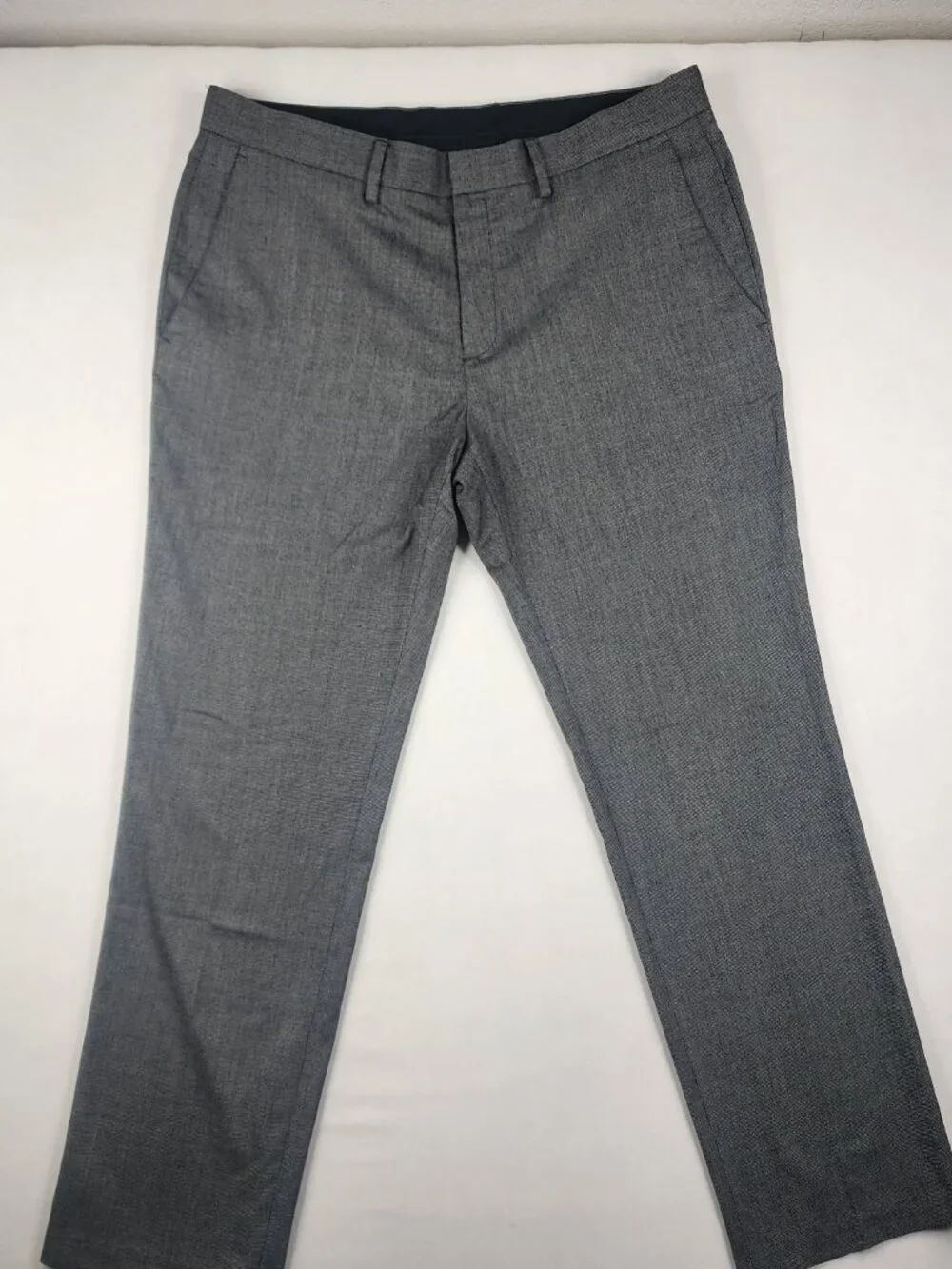 Kenneth Cole Reaction Mens 36x30 Gray Straight Fit Flat Front Dress Pants EX